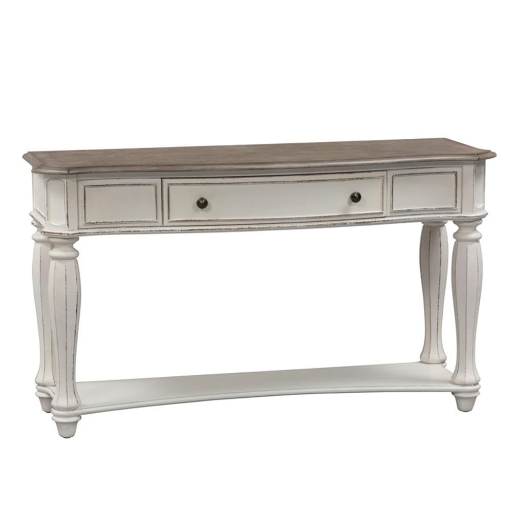Antique White Wood Console Table with 1 Drawer & 1 Shelf V4375