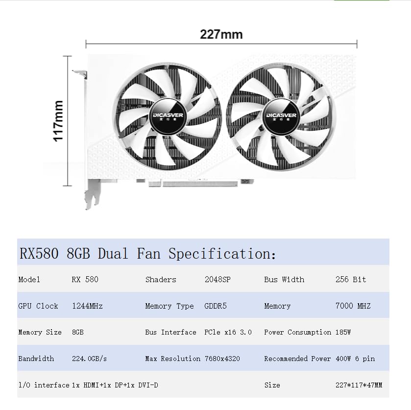8GB GDDR5 Graphics Card with Dual Fan R65100