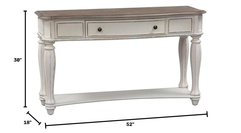 Antique White Wood Console Table with 1 Drawer & 1 Shelf V4375