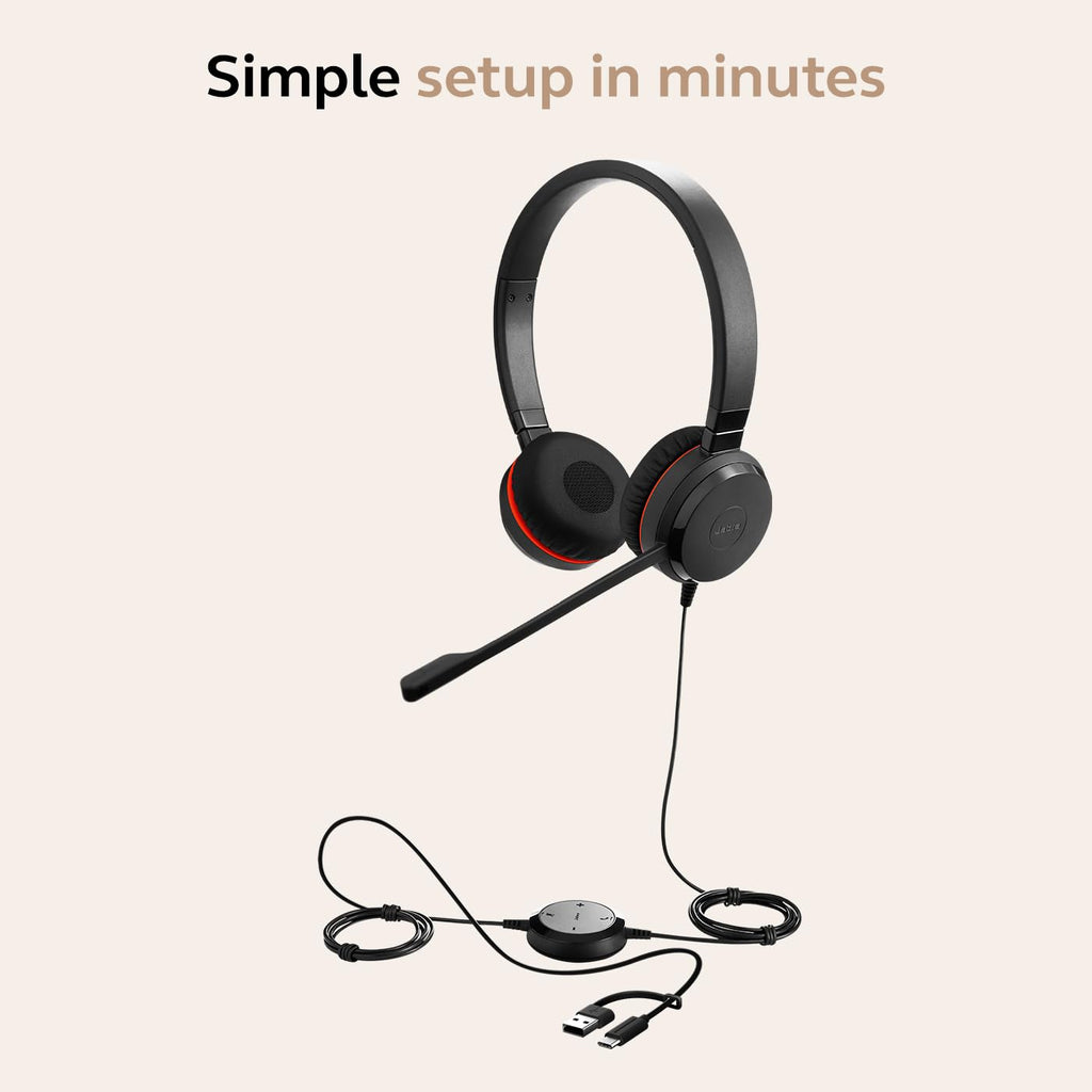 Wired Dual-Ear Headset with Mic, Black D1489