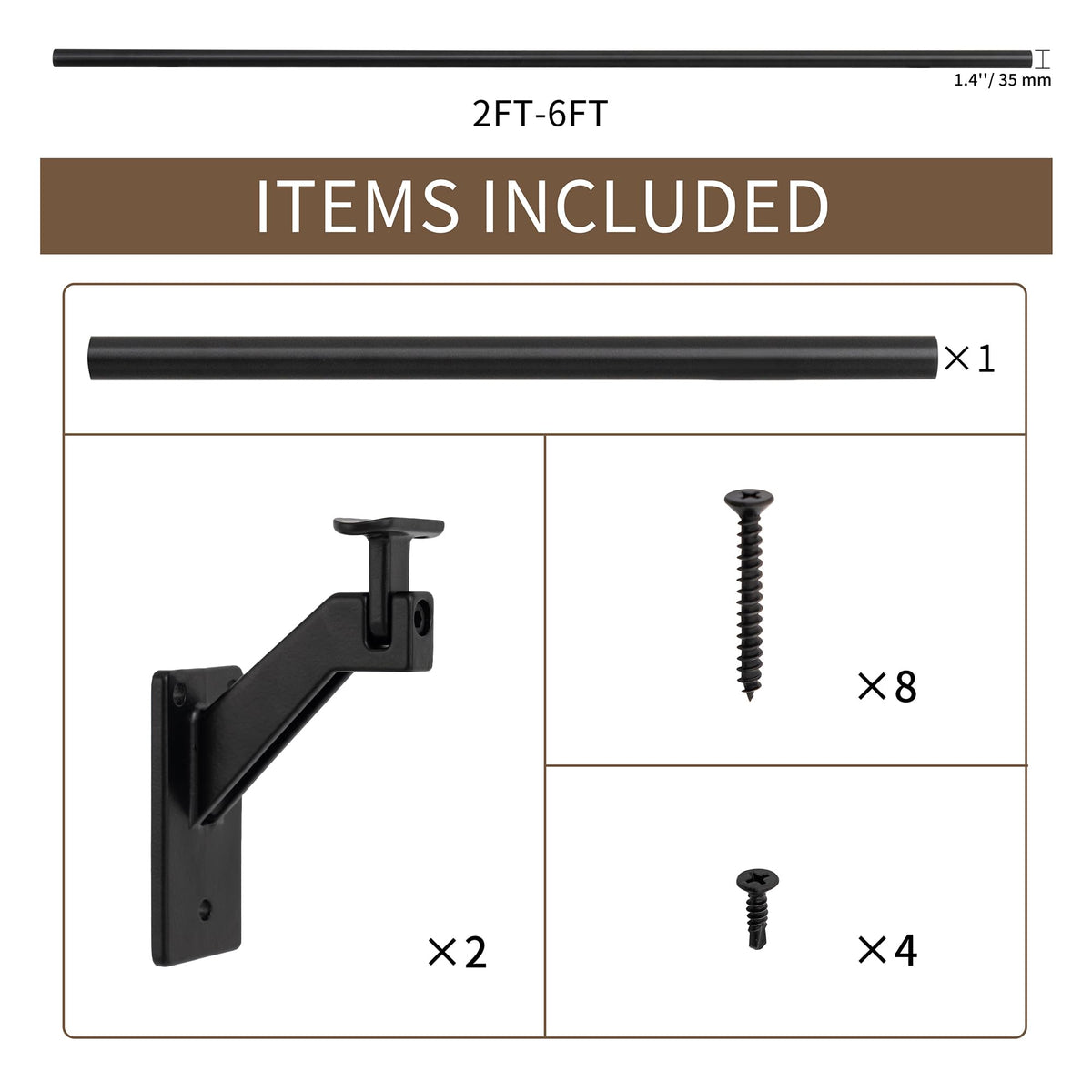 5 FT Aluminum Handrail Kit with Stainless Steel Brackets M217375