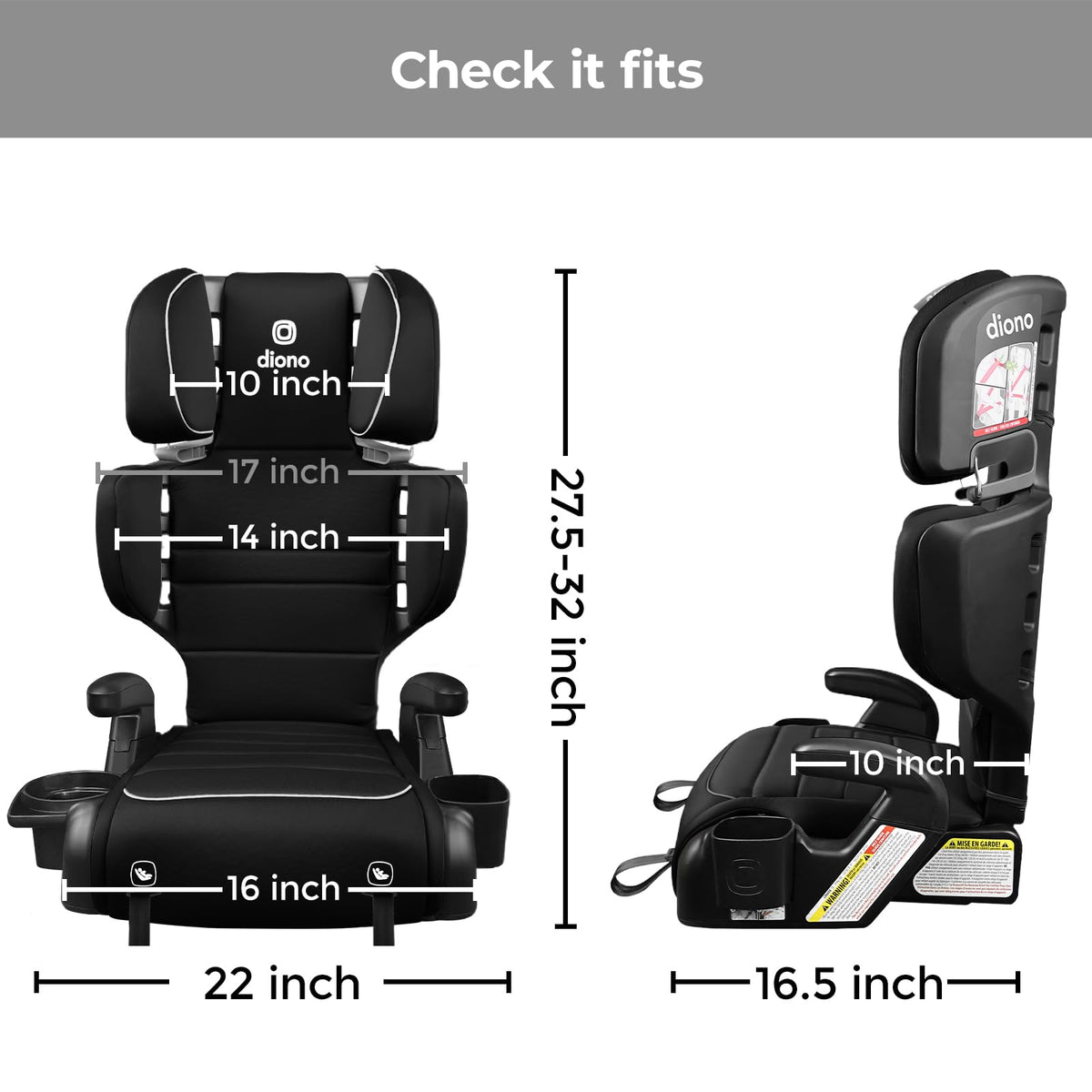 2-in-1 High Back Booster, 40-120 lbs, Black N83849