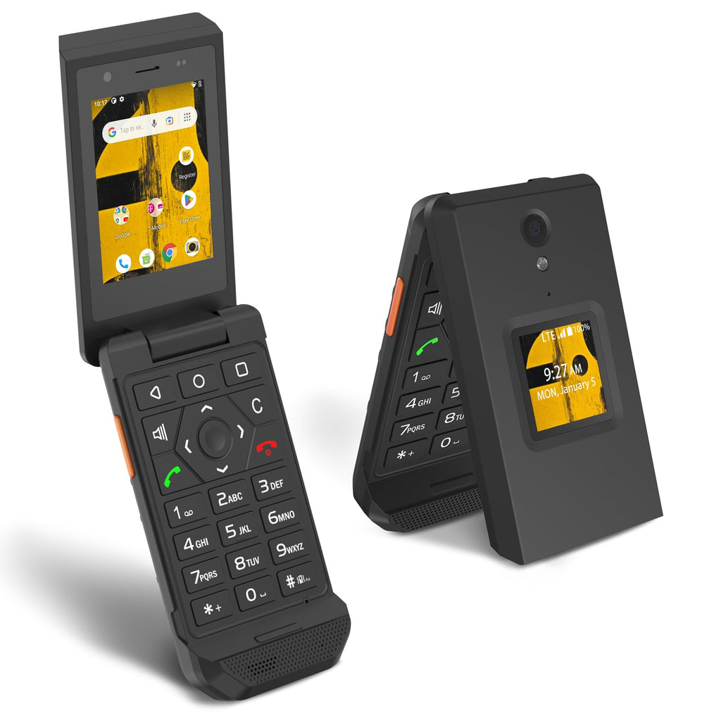 Unlocked Rugged Flip Phone 16GB 2.8'' Touchscreen Android 11 IP68 Water Resistant 4G LTE GSM Single Sim Black N909853