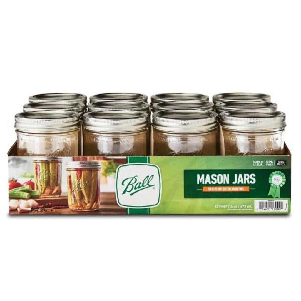 Wide Mouth Pint Canning Jars, 12 Pack, Clear V42271