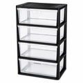 Black 4 Drawer Storage Organizer Tower with Clear Removable Bins H4569