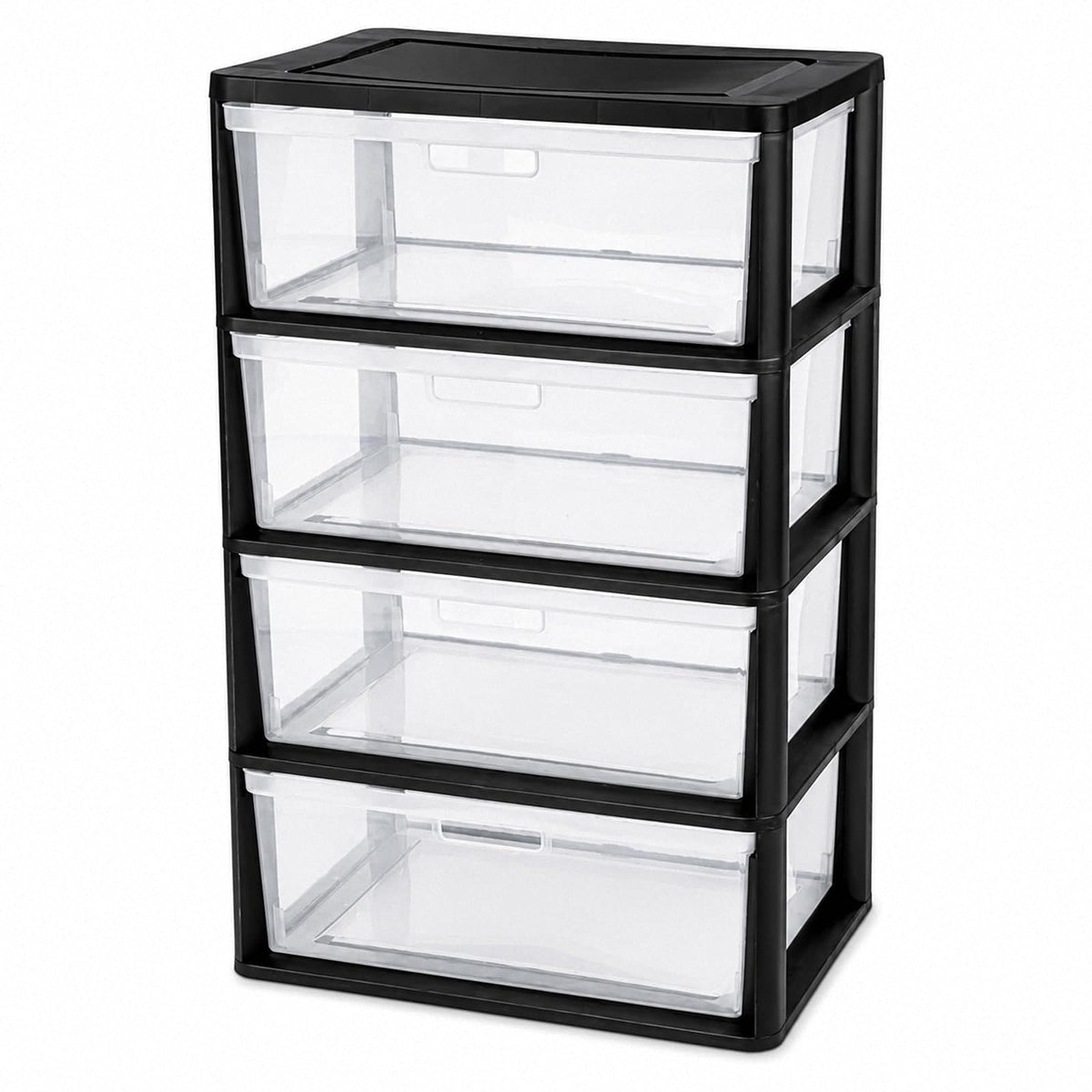 Black 4 Drawer Storage Organizer Tower with Clear Removable Bins H4569