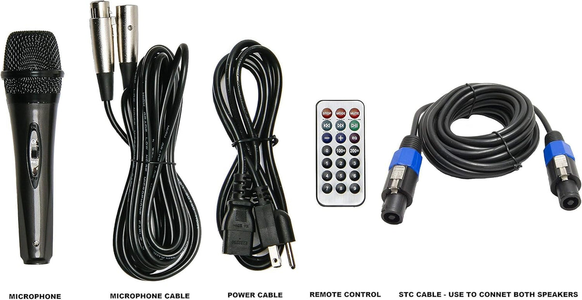 10" Powered 1000W DJ Speakers with Bluetooth USB SD Card AUX MP3 FM Radio PA System LED Lights Karaoke Mic Z6235