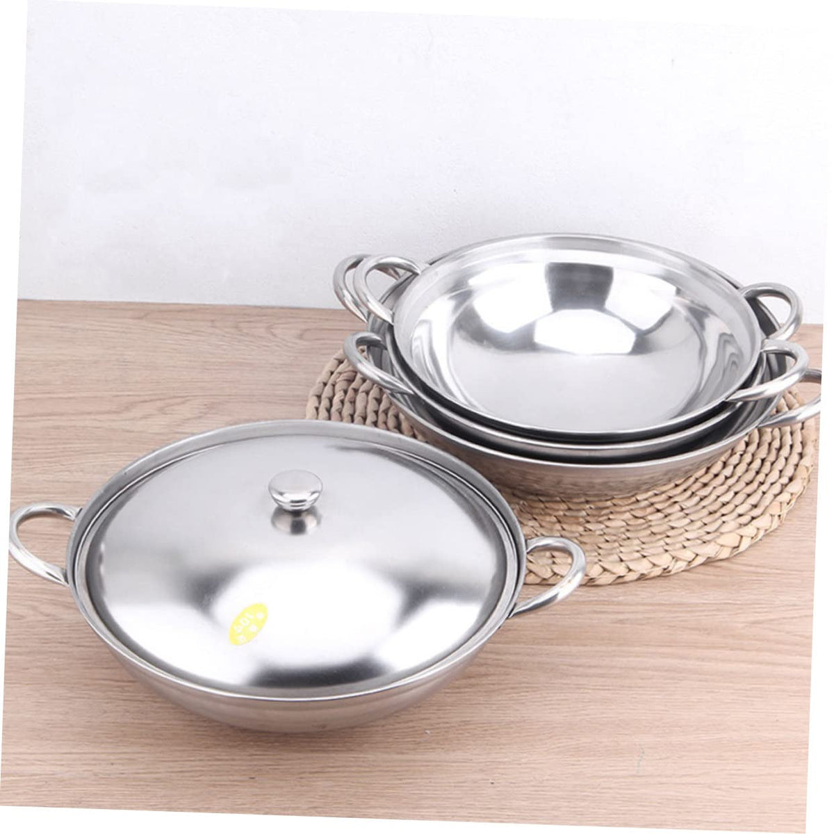 Stainless Steel Double Handle Cooking Pot with Lid C441