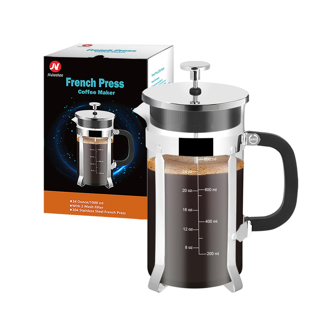 34oz Stainless Steel French Press Coffee Maker S233440