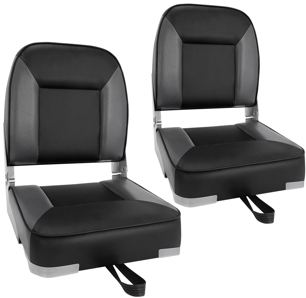 2 Pack Folding Low Back Boat Seats Black/Gray B8879