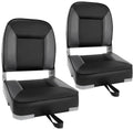 2 Pack Folding Low Back Boat Seats Black/Gray B8879