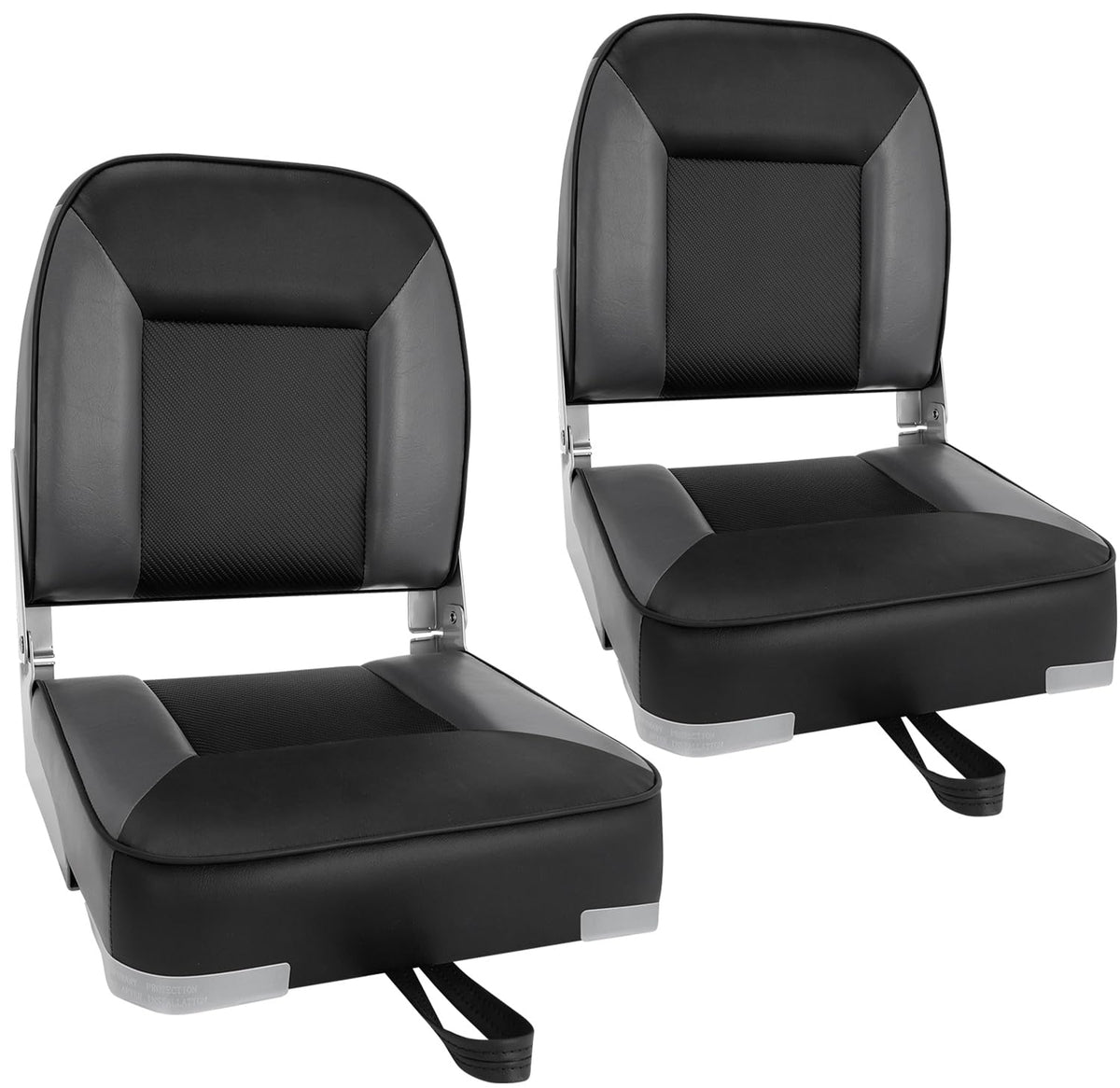 2 Pack Folding Low Back Boat Seats Black/Gray B8879