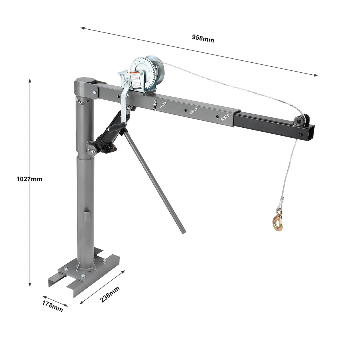 1000 LBS Hydraulic Pickup Truck Crane Hoist L5635