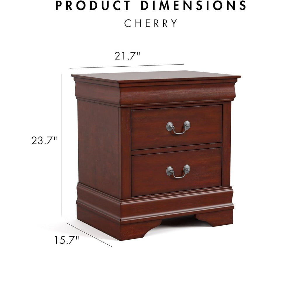 Dark Cherry 2 Drawer Solid Wood Nightstand A9994