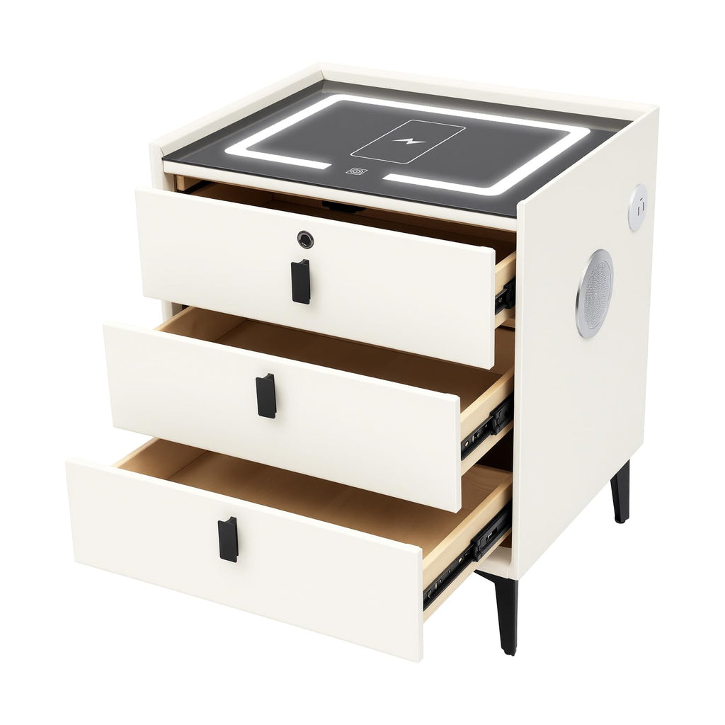 3 Drawers Nightstand with Fingerprint Lock and Wireless Charging L974948