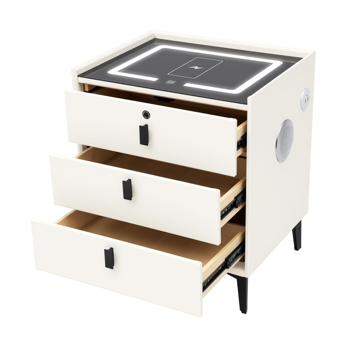 3 Drawers Nightstand with Fingerprint Lock and Wireless Charging L974948
