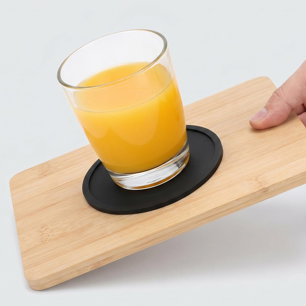 Black Set of 4 Round Silicone Coasters Q702824