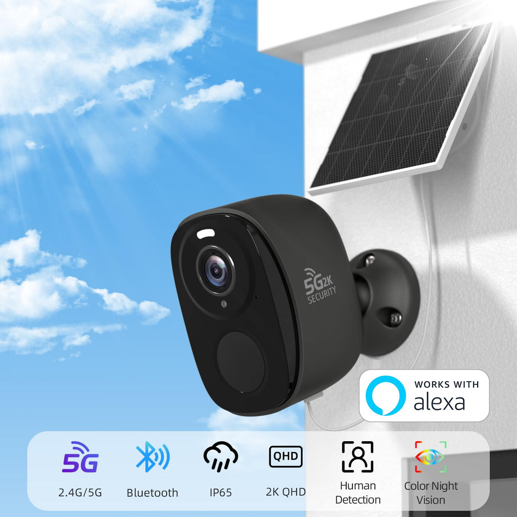 5GHz/2.4G Wireless Outdoor Security Cameras with Solar Panels F940