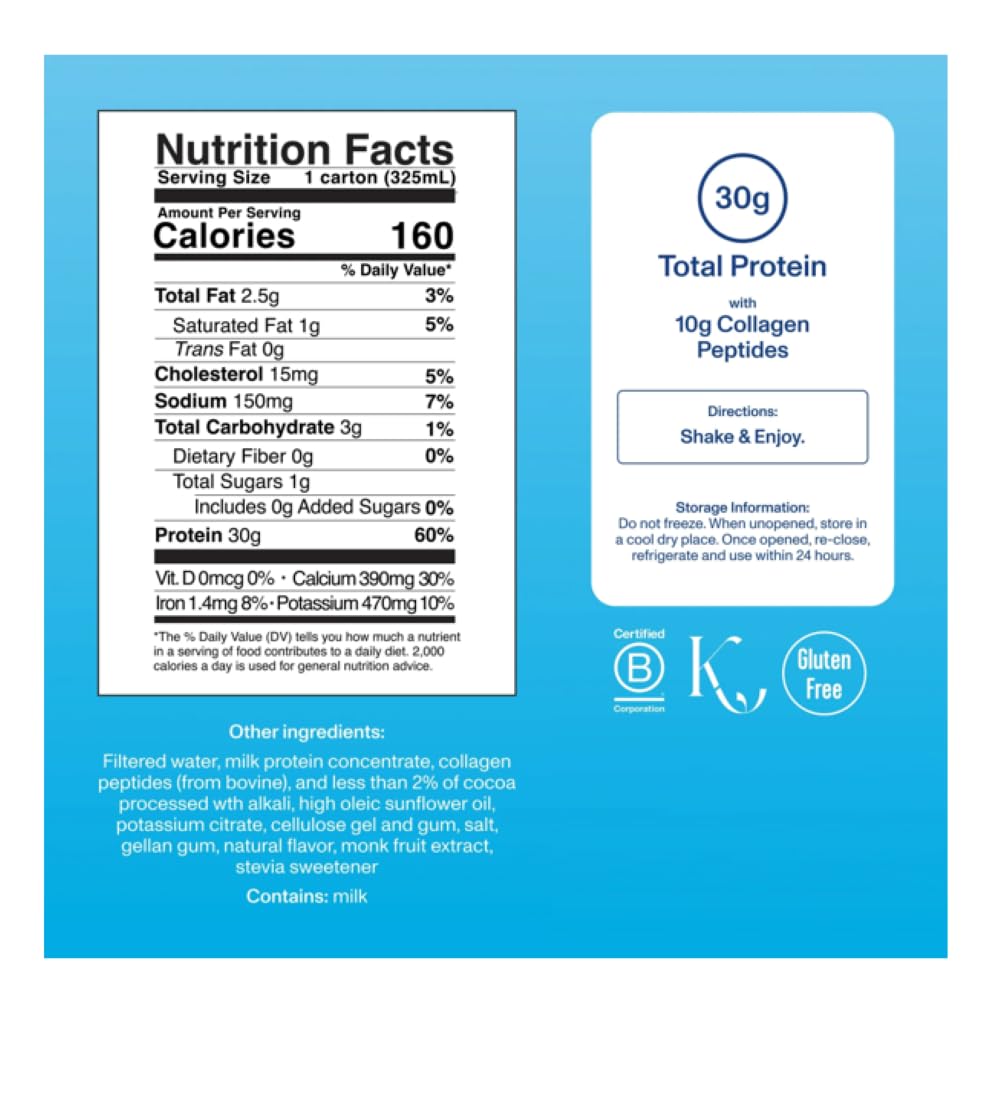 Chocolate Protein Collagen Shake 30g Protein 12 Count F536