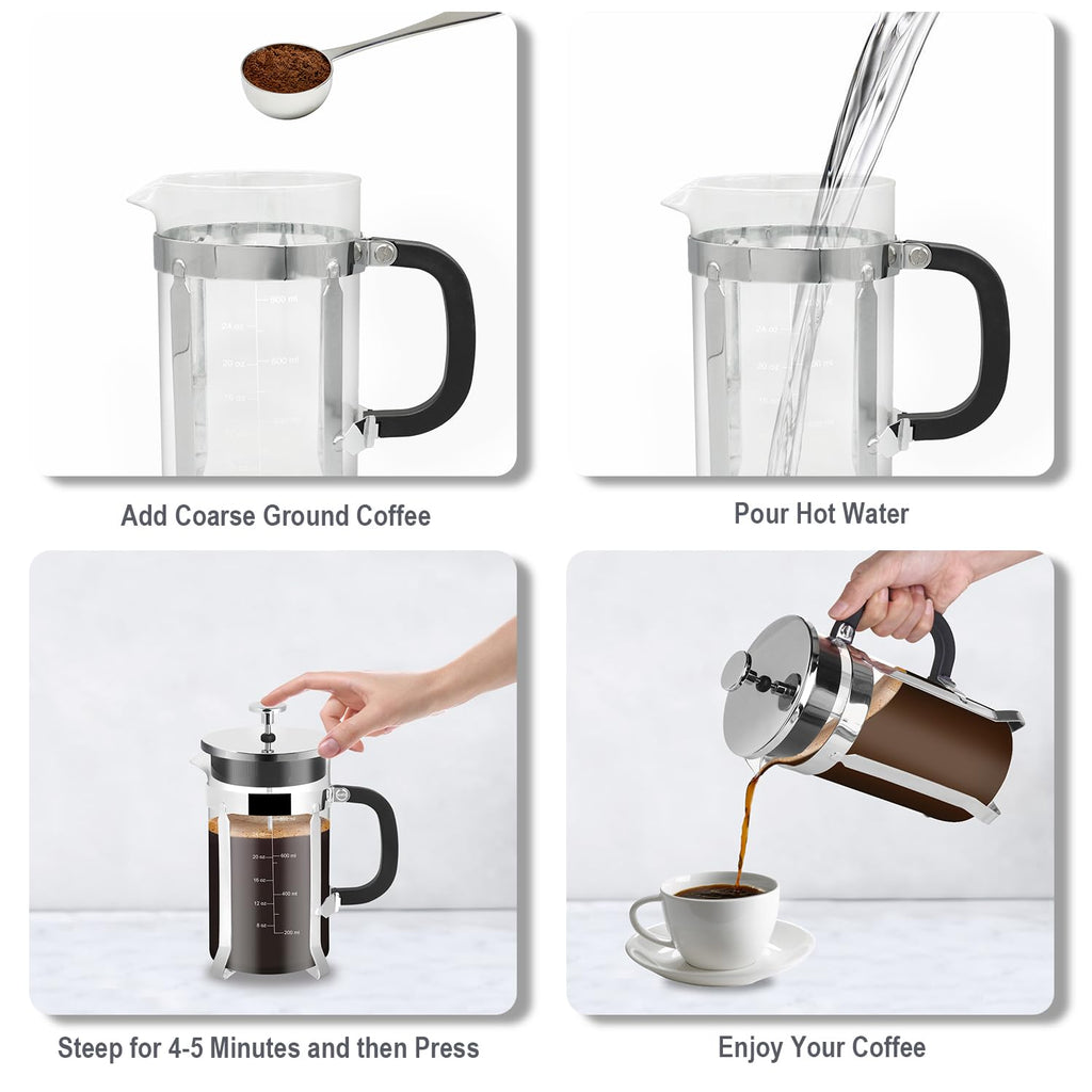 34oz Stainless Steel French Press Coffee Maker S233440