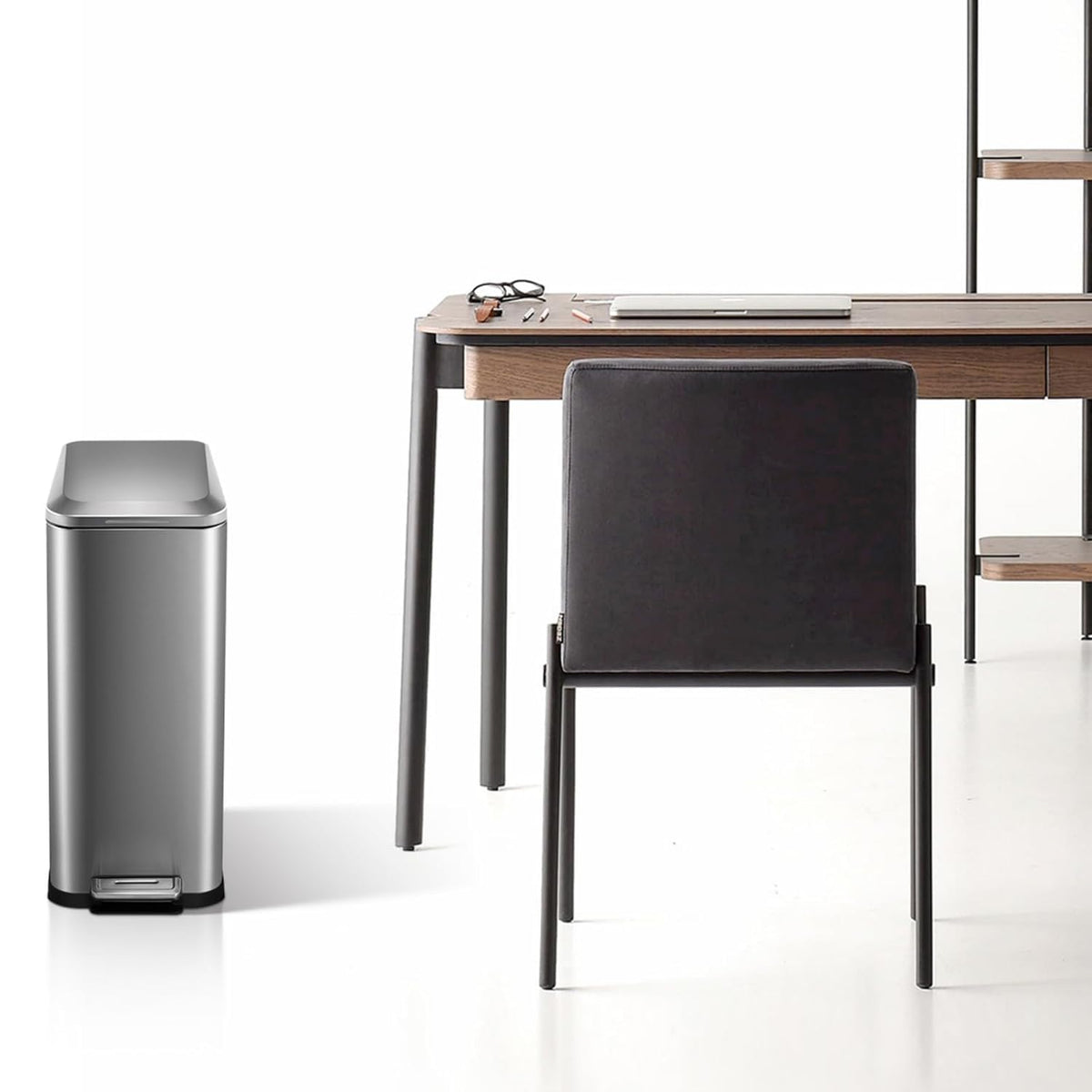 50L Slim Stainless Steel Step Trash Can with Soft-Close Lid W287921