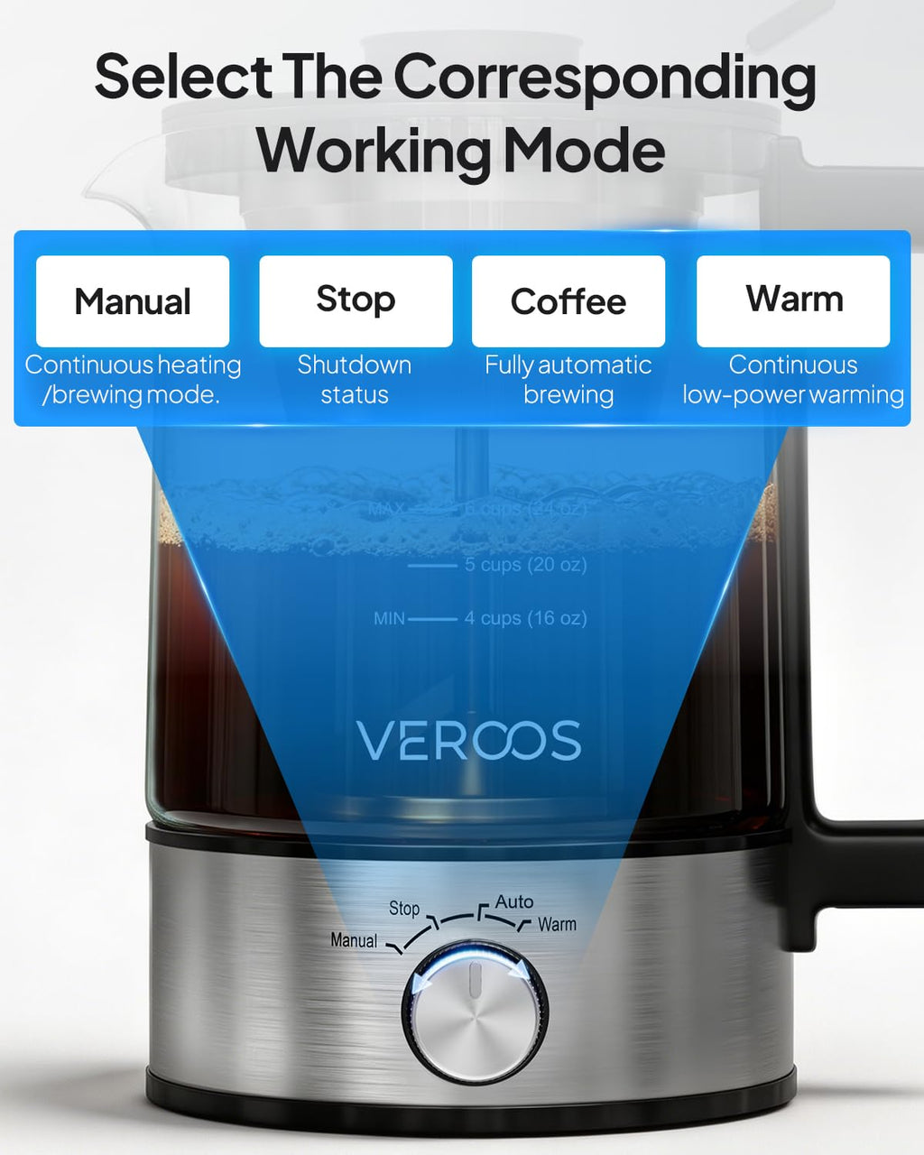 Electric 6-Cup Borosilicate Glass Percolator Coffee Pot X5739