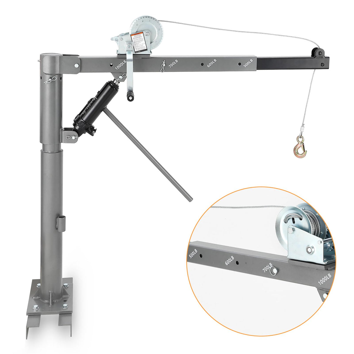 1000 LBS Hydraulic Pickup Truck Crane Hoist L5635