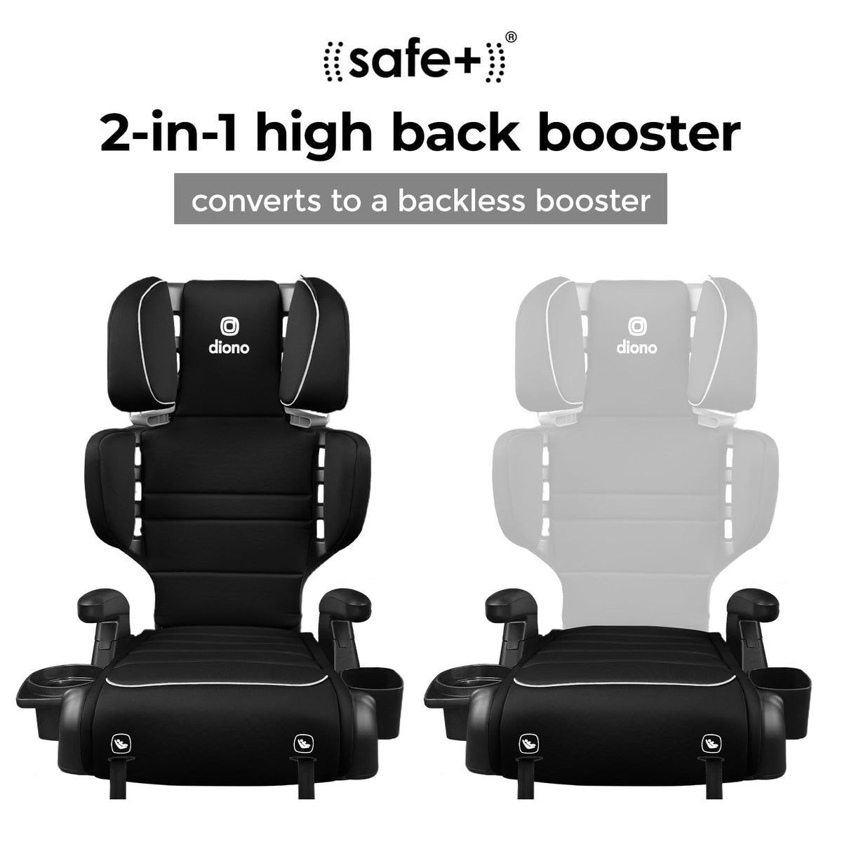 2-in-1 High Back Booster, 40-120 lbs, Black N83849