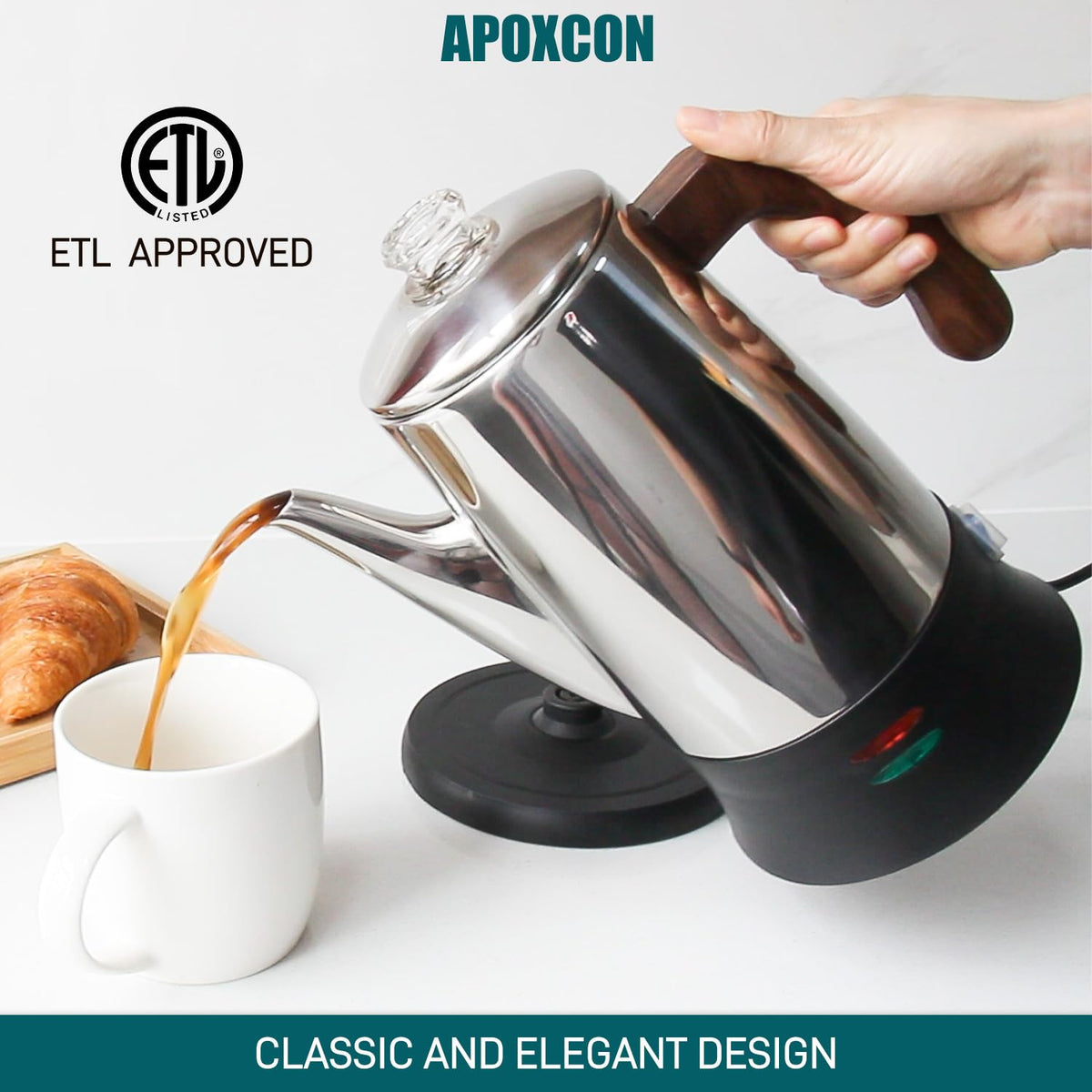 Electric Stainless Steel Coffee Percolator 8 Cup Y35649