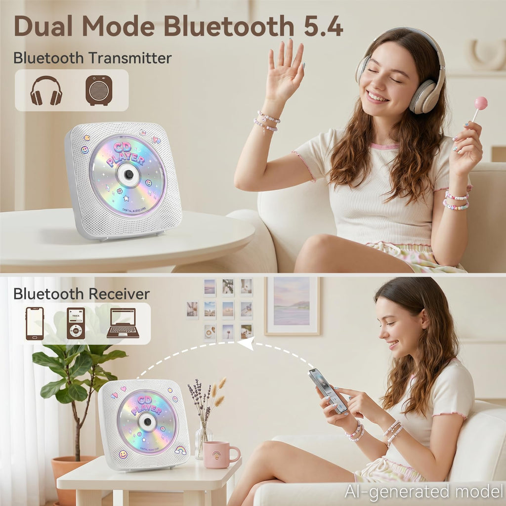 Portable Bluetooth Rechargeable CD Player with Speakers Z780366