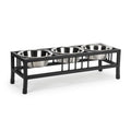 Black 3 Bowl Metal Raised Pet Feeder O645964