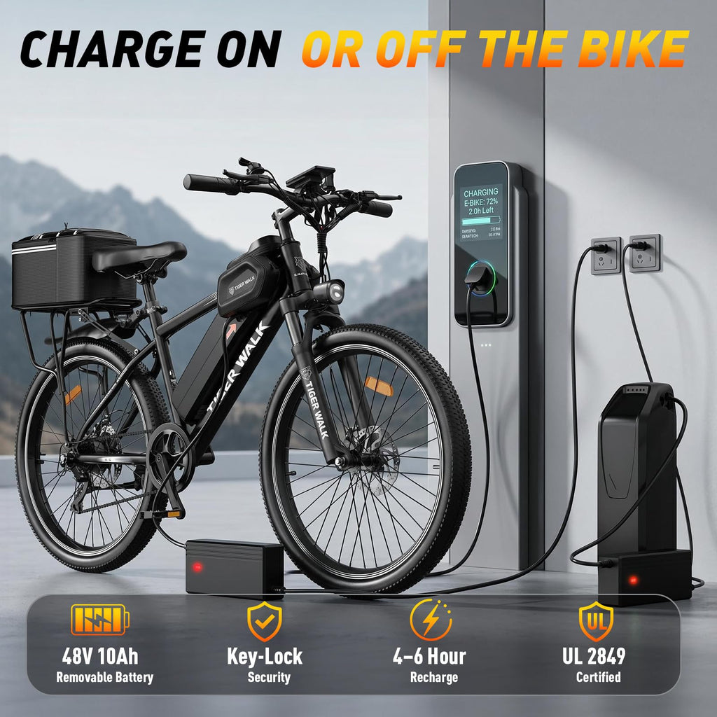 26" Electric Mountain Bike 48V 10Ah 7-Speed T4129