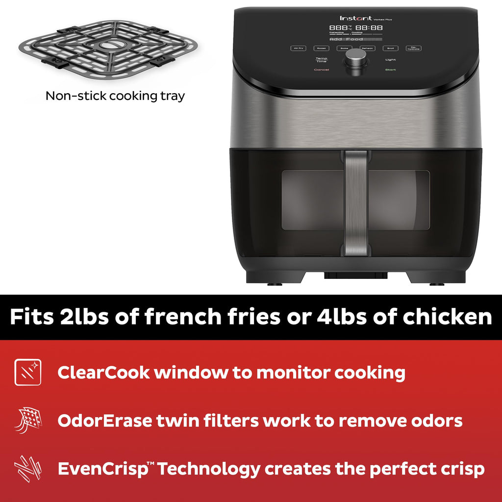 6 Qt 6-in-1 Air Fryer, Black M825
