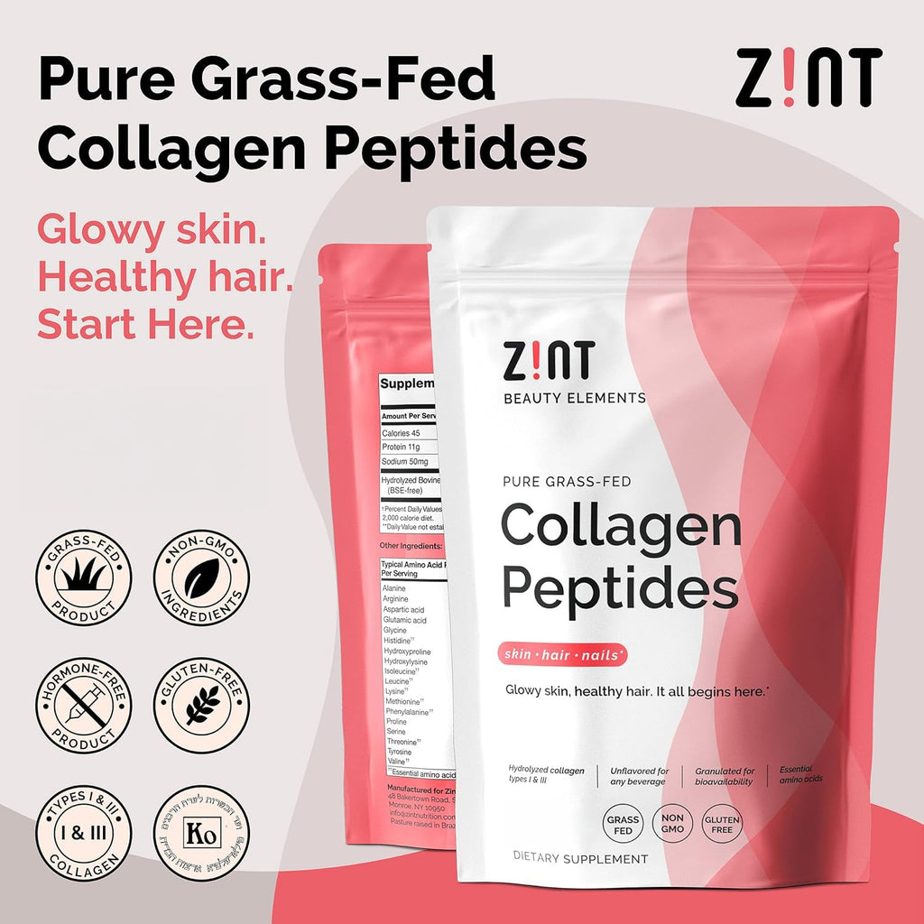 Collagen Peptides Powder 32 oz Grass-Fed Hydrolyzed Type I & III Unflavored I5760