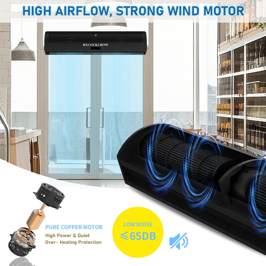 36 Inch Black Air Curtain with Door Magnetic Switch M1315