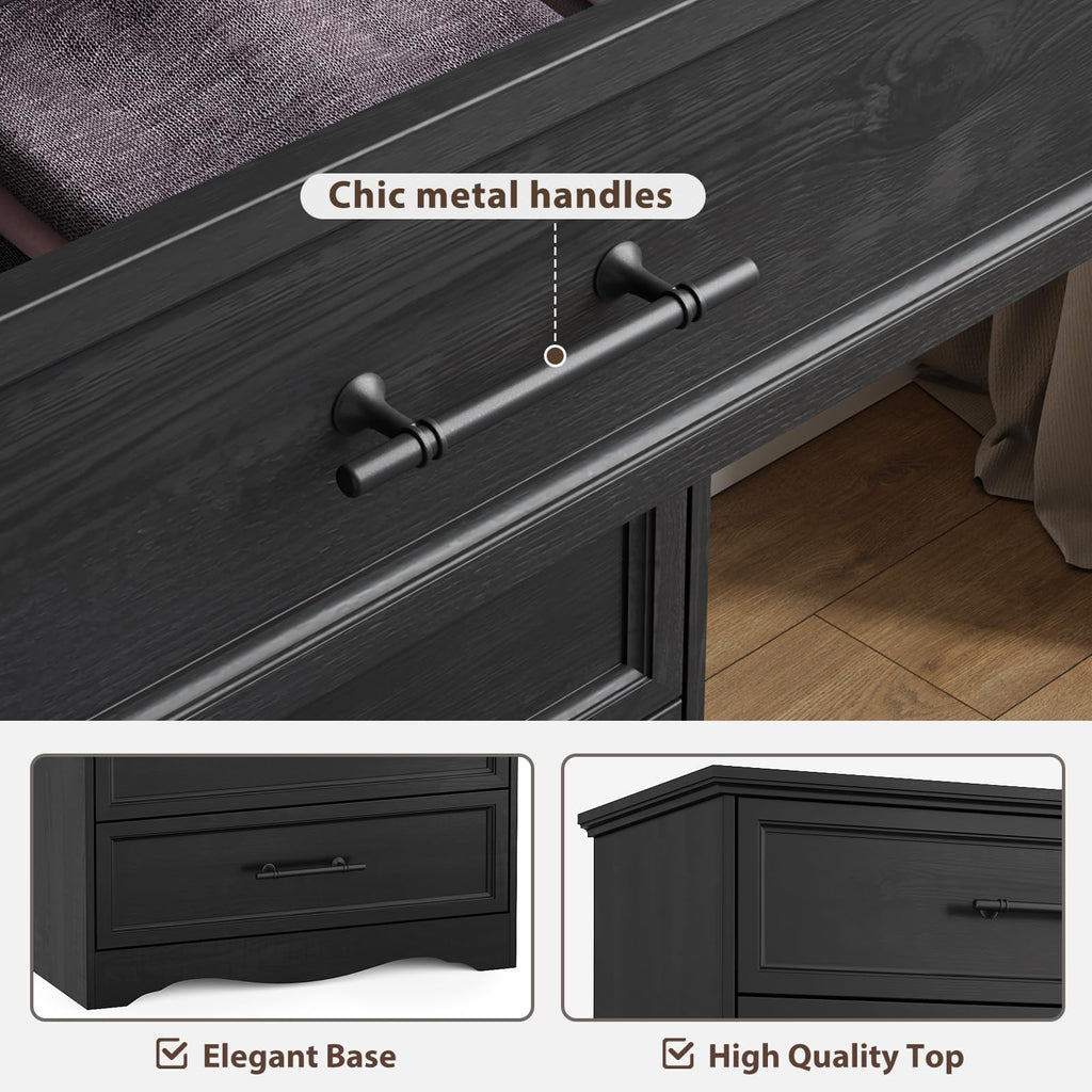 Black 6 Drawer Dresser S154