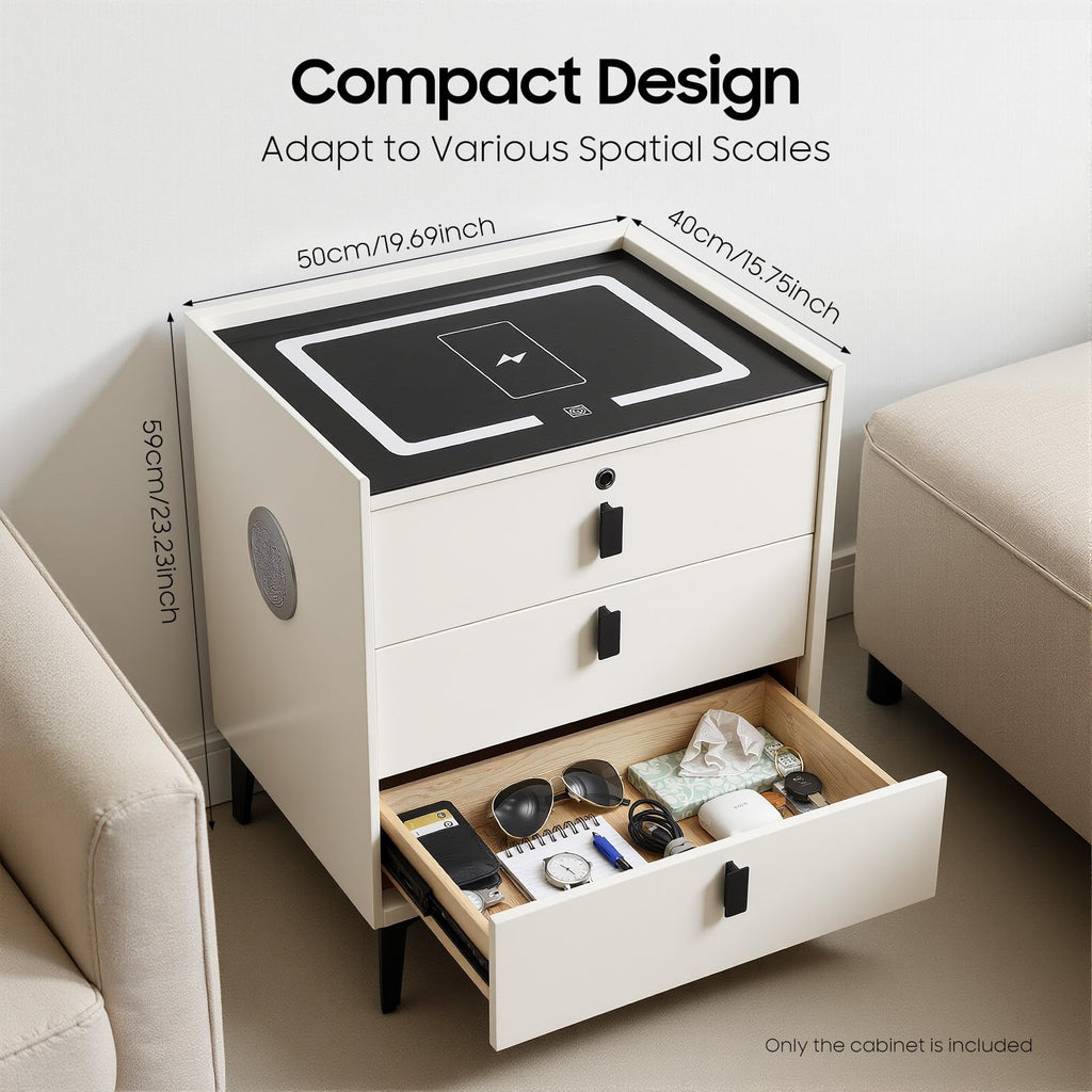 3 Drawers Nightstand with Fingerprint Lock and Wireless Charging L974948