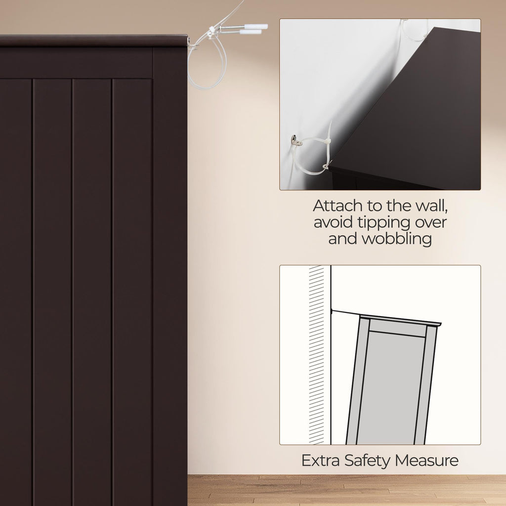 Small Espresso Bathroom Storage Cabinet with 2 Doors W6401