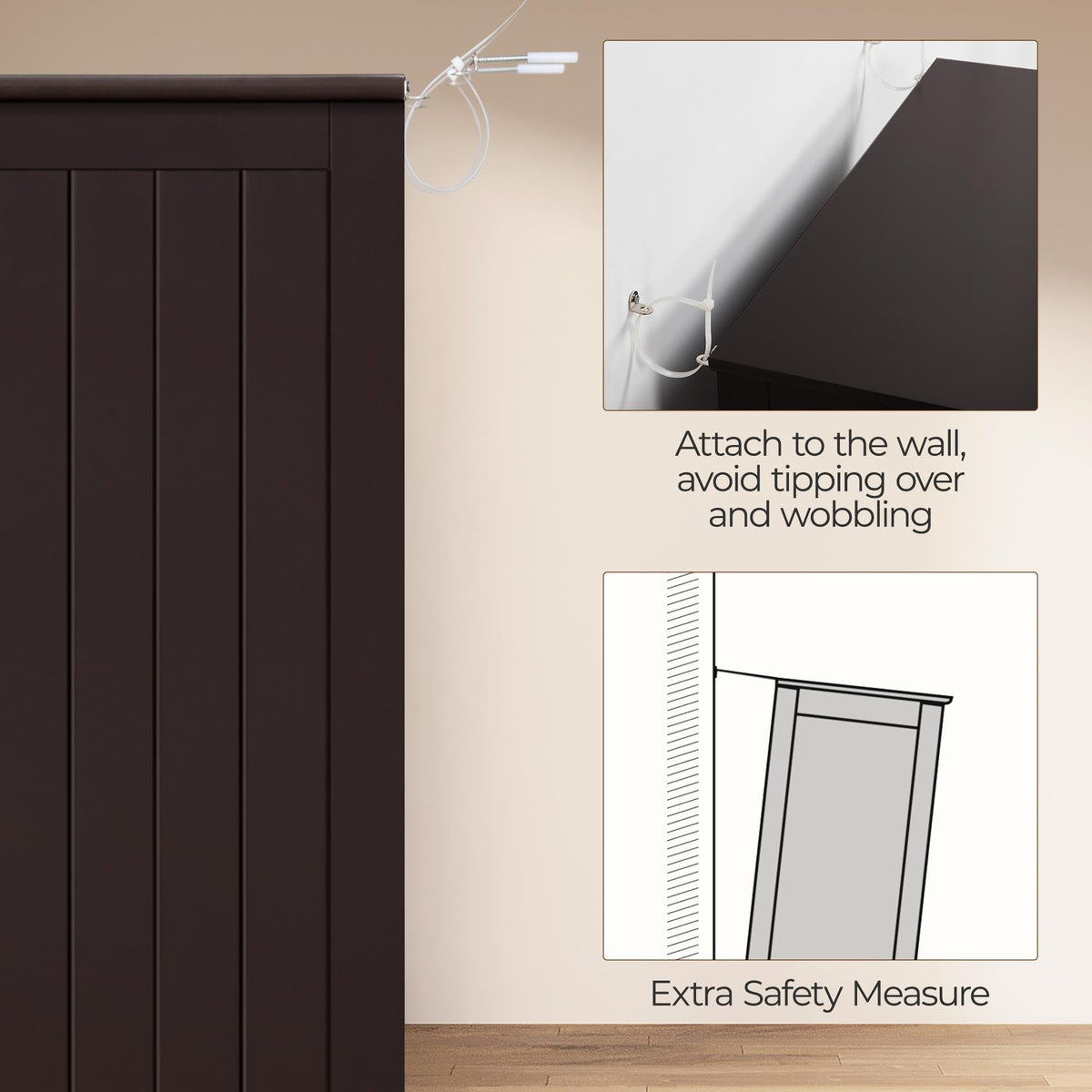 Small Espresso Bathroom Storage Cabinet with 2 Doors W6401