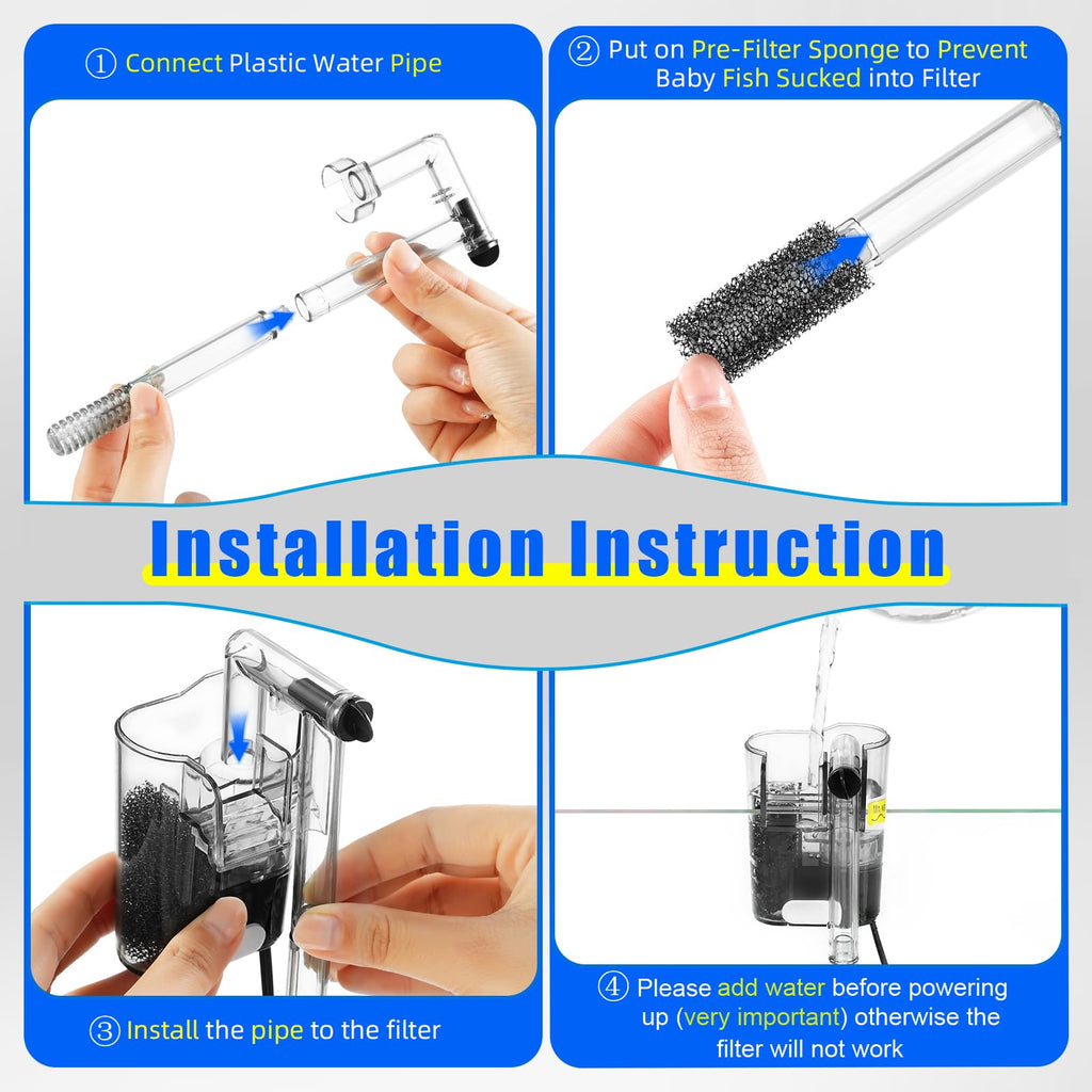 Aquarium Hang on Power Filter 3 Gallon 65GPH X804549