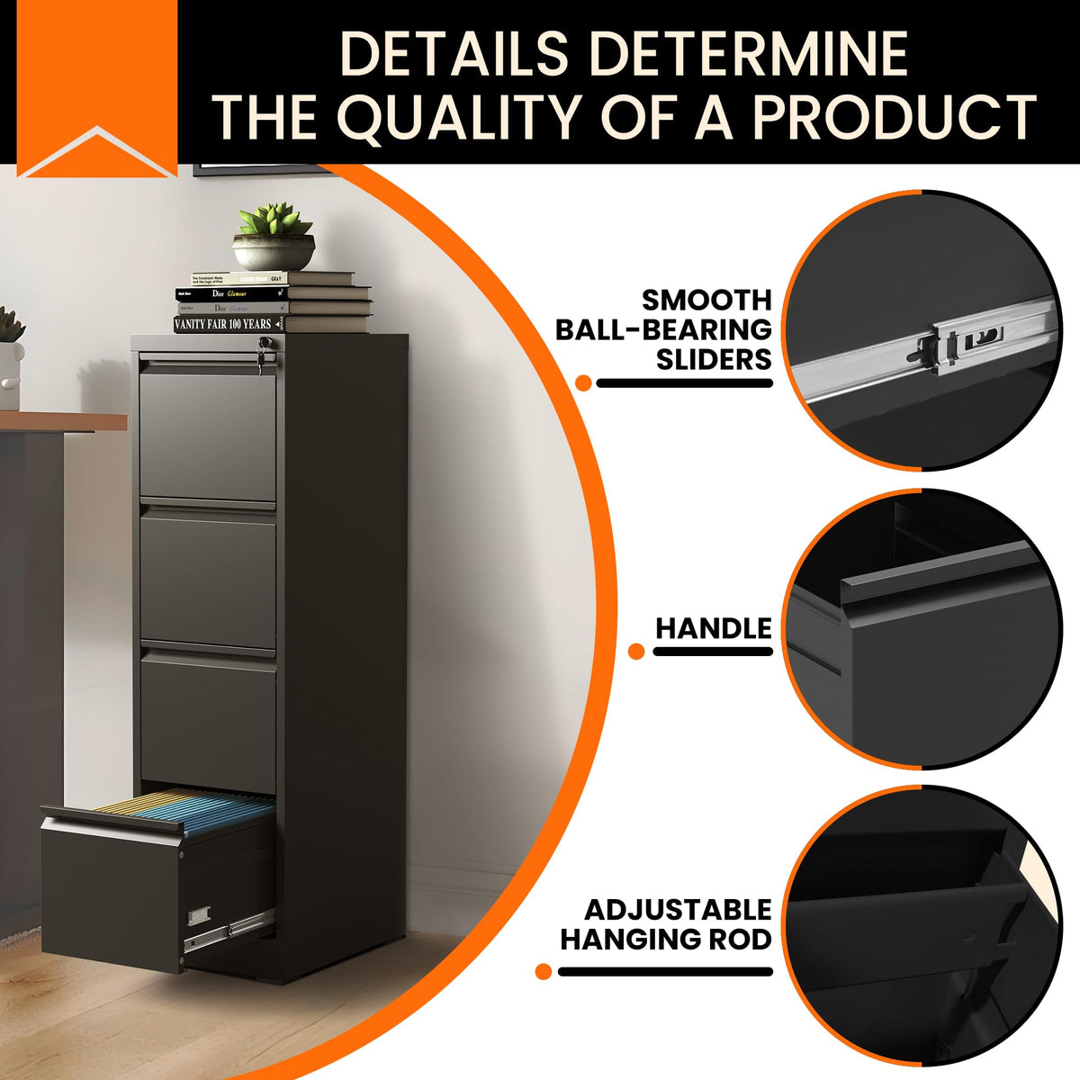 4 Drawer File Cabinet with Lock D76964