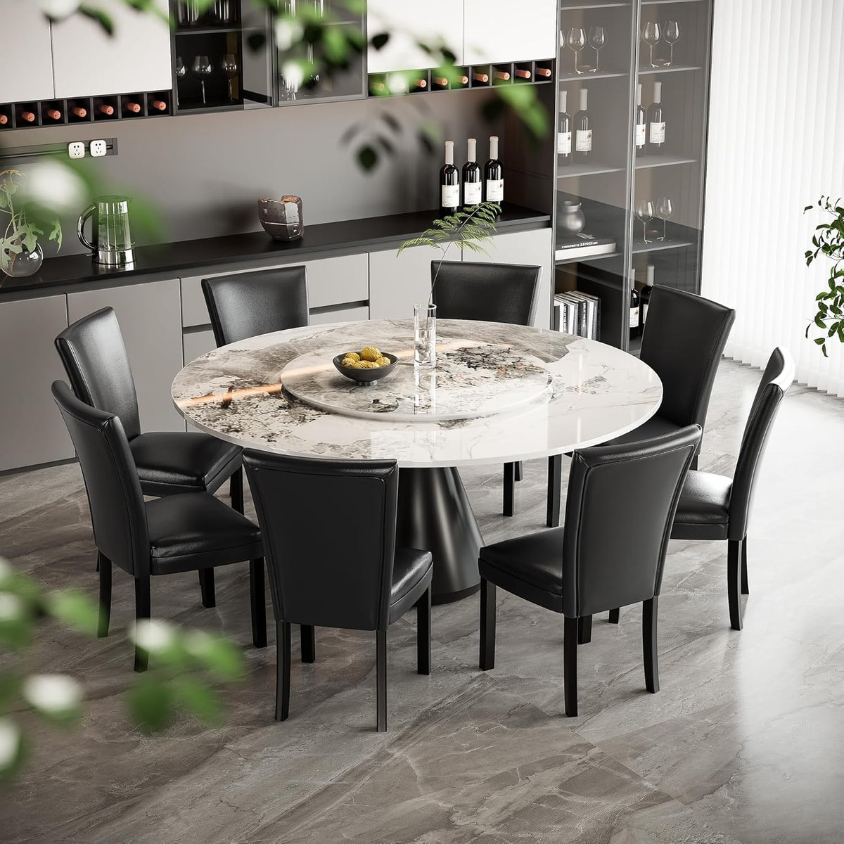 Set of 8 Black Faux Leather Upholstered Dining Chairs L94362