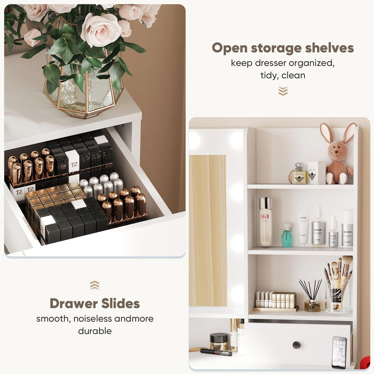 Makeup Vanity Desk with Mirror and Lights V628844