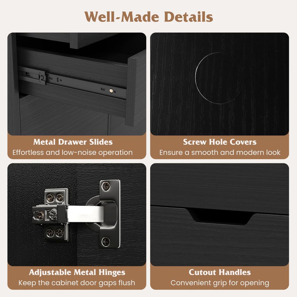 Black 4-Drawer Rolling File Cabinet X7064