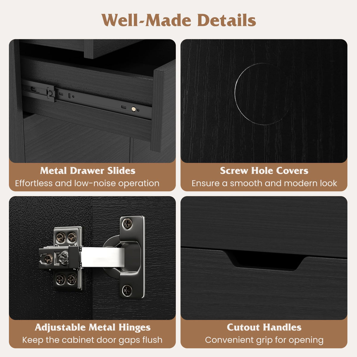 Black 4-Drawer Rolling File Cabinet X7064