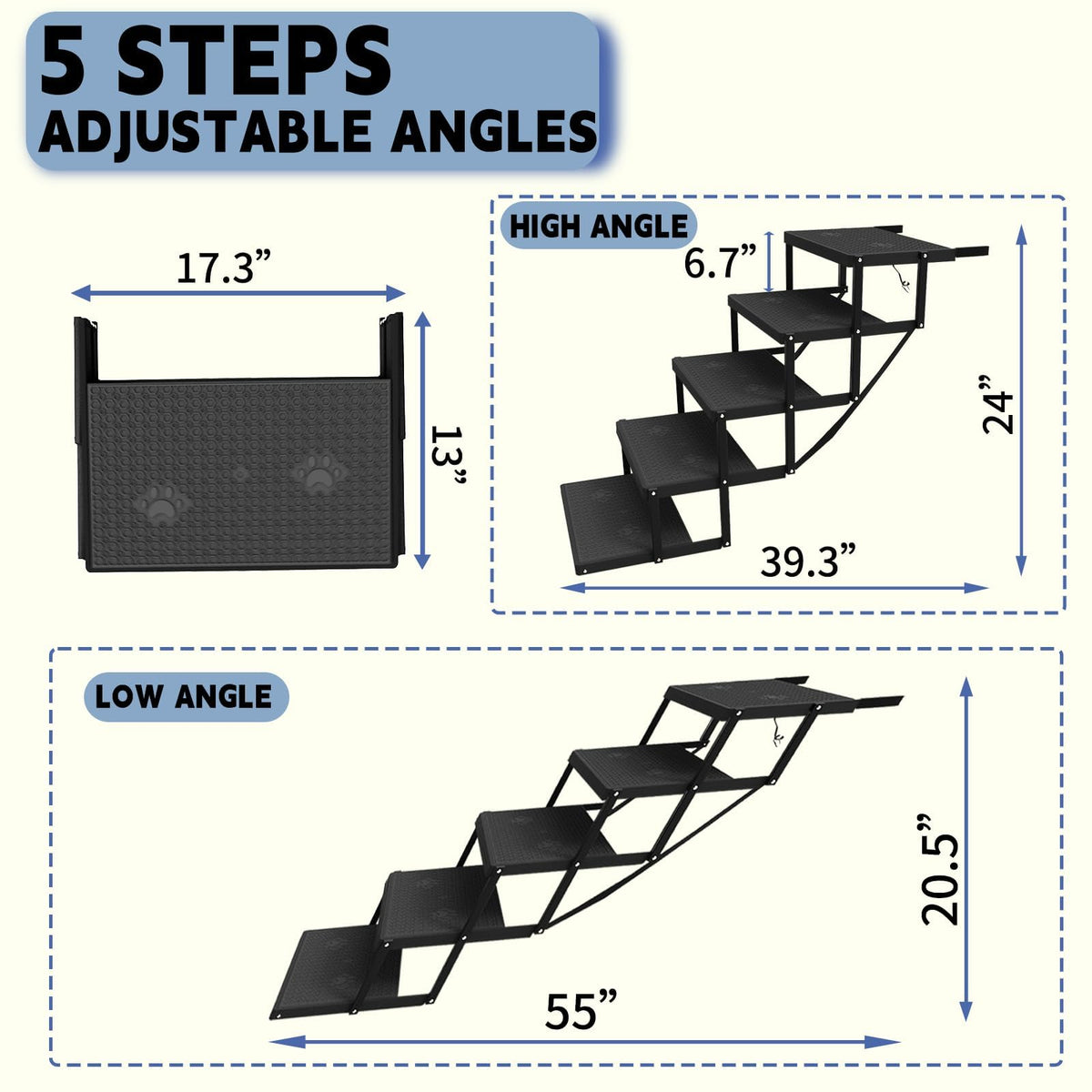 5-Step Foldable Non-Slip Plastic Dog Steps S74728