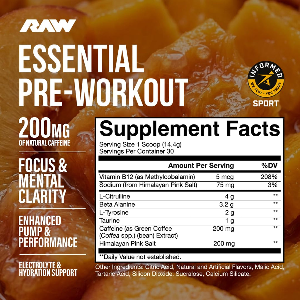 Orange Pre-Workout Powder with Caffeine, L-Citrulline, L-Tyrosine, & Beta Alanine Blend J21205