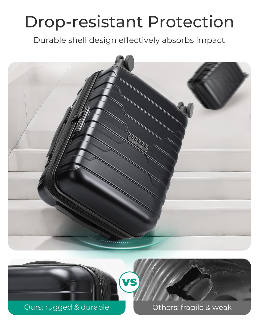 Expandable Spinner Carry-On Luggage 20" Black I456