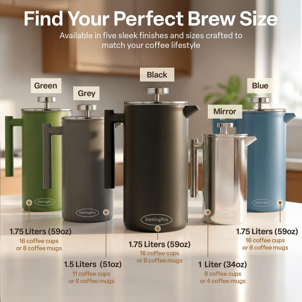 Extra Large Insulated Stainless Steel French Press Coffee Maker 2L J82302
