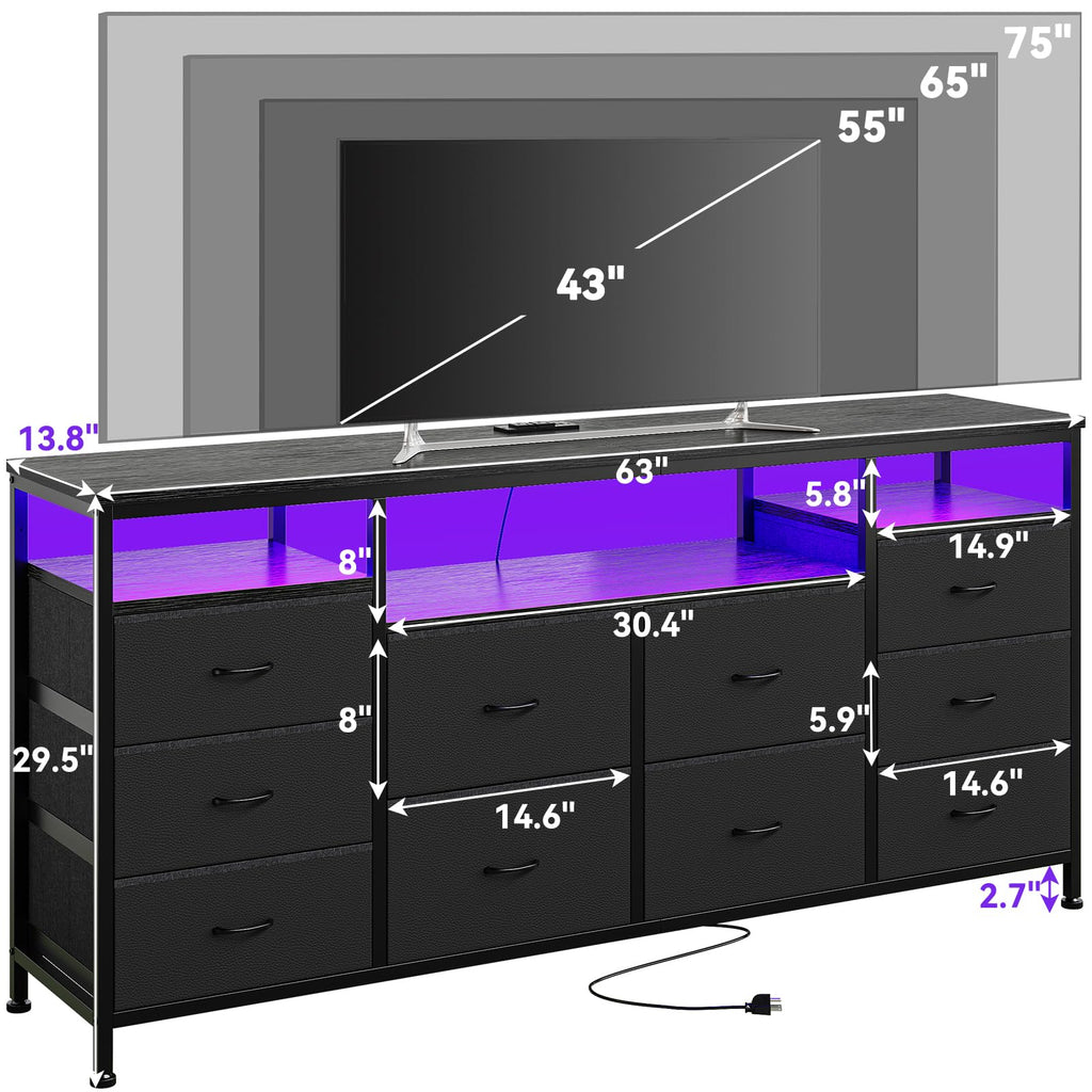Dresser TV Stand with LED Lights H403